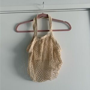 Aerie Small Cream Mesh Net Beach Bag